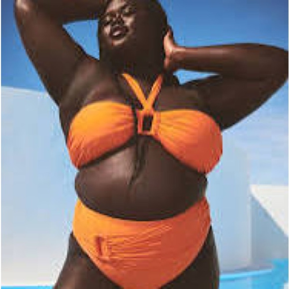 GabifreshxEloquii NWT 18 Orange Bandeau High-Waist Bikini Set